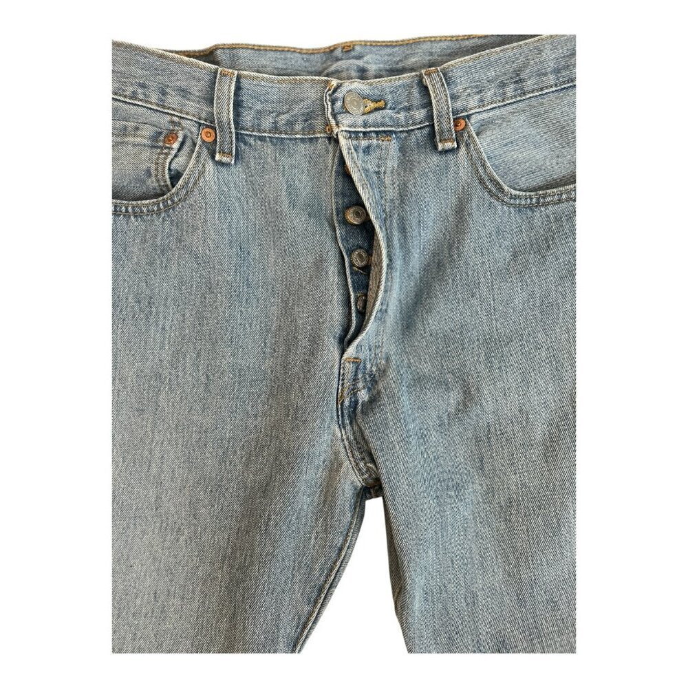 Levi's 501 Jeans‎ Mens 34x29 Blue Denim Straight Leg Button Fly Western Preppy - Picture 2 of 9